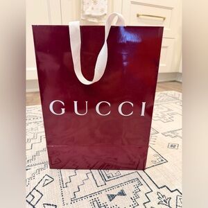 Gucci Burgundy Tote with White Handles